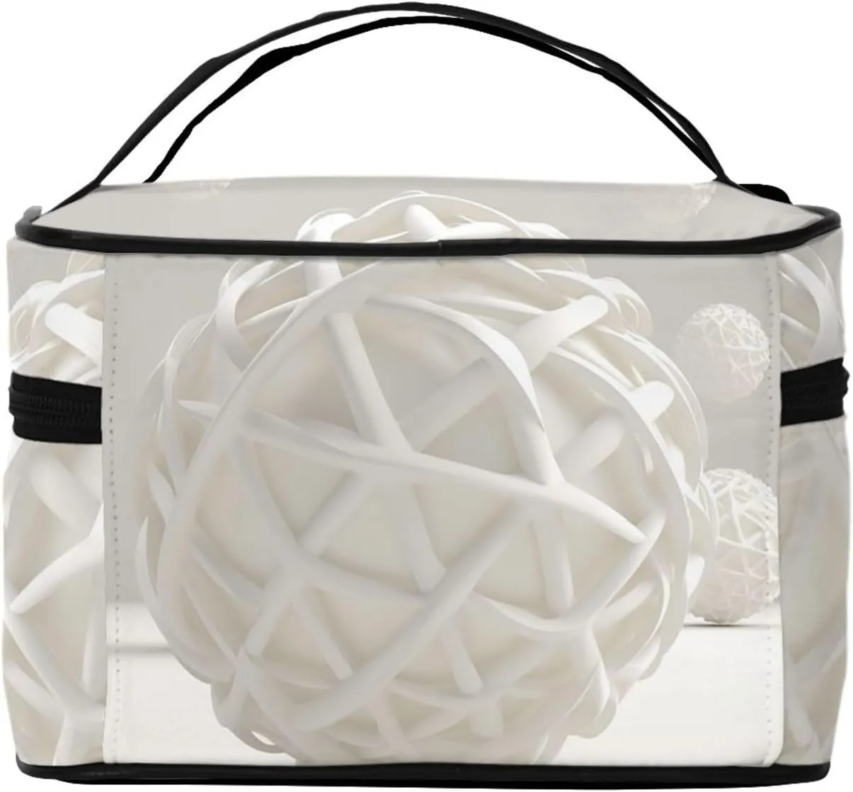 Travel Makeup Bag for Women Portable Cosmetic Bags Large Capacity Toiletry Bag White Sphere Make up Organizer with Handle Travel Essentials Cosmetic Bag Case Organizer