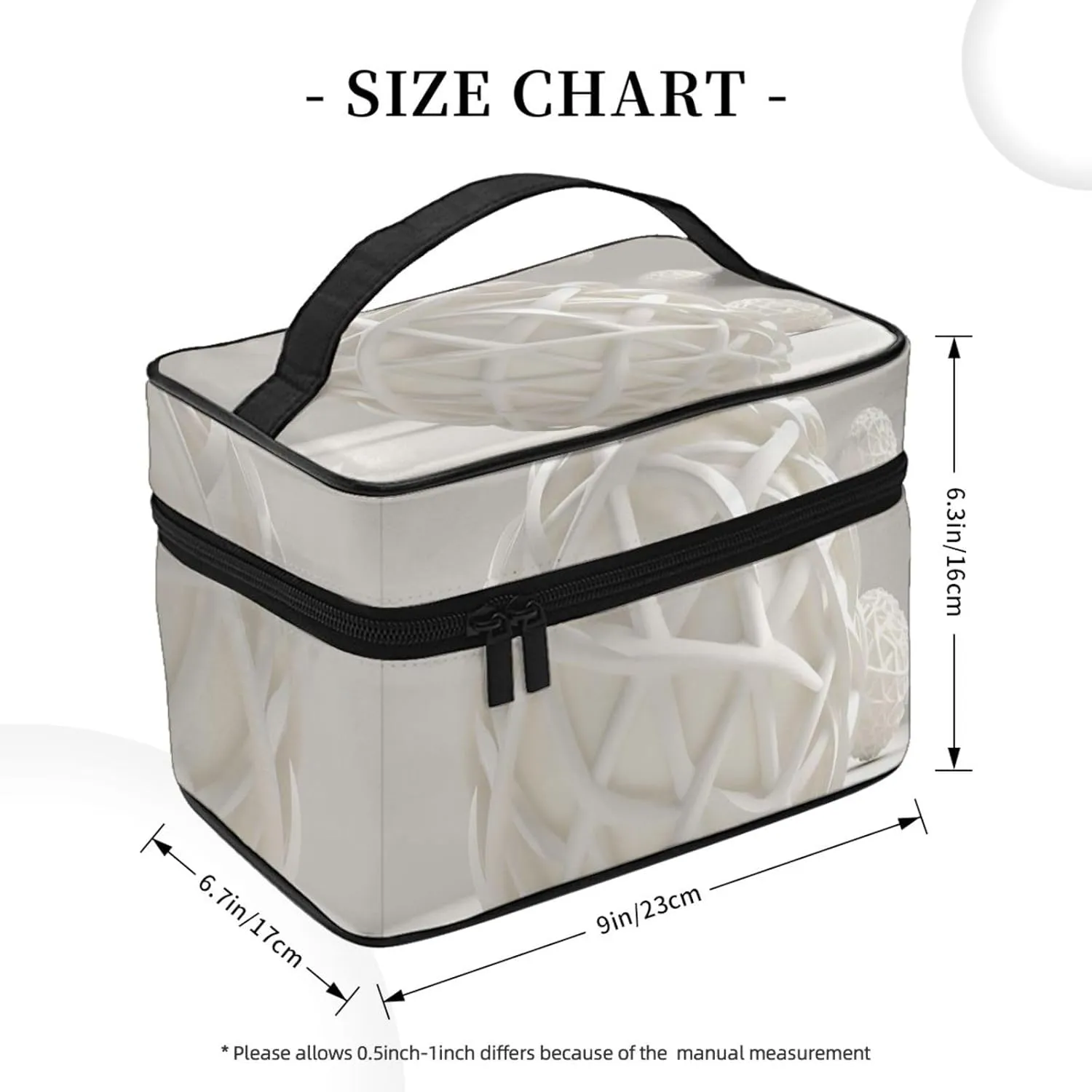Travel Makeup Bag for Women Portable Cosmetic Bags Large Capacity Toiletry Bag White Sphere Make up Organizer with Handle Travel Essentials Cosmetic Bag Case Organizer