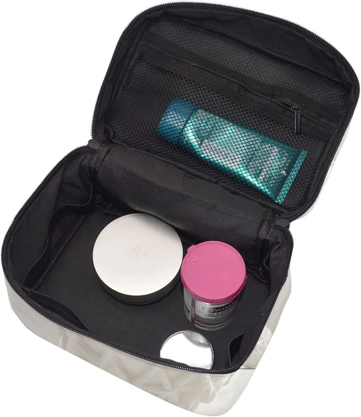 Travel Makeup Bag for Women Portable Cosmetic Bags Large Capacity Toiletry Bag White Sphere Make up Organizer with Handle Travel Essentials Cosmetic Bag Case Organizer