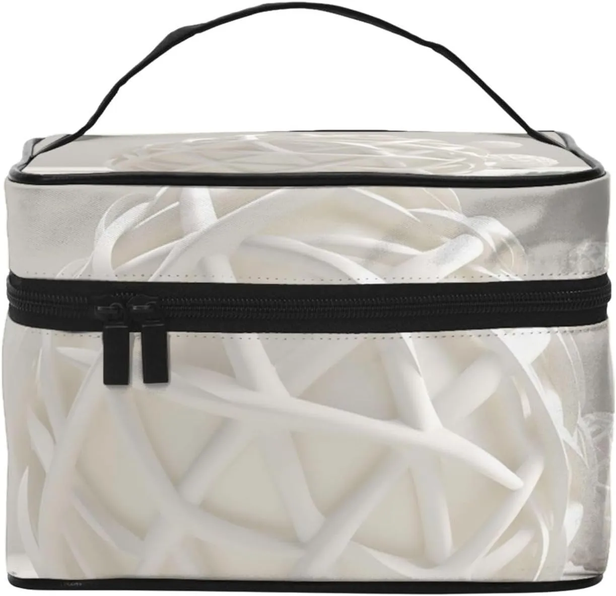 Travel Makeup Bag for Women Portable Cosmetic Bags Large Capacity Toiletry Bag White Sphere Make up Organizer with Handle Travel Essentials Cosmetic Bag Case Organizer