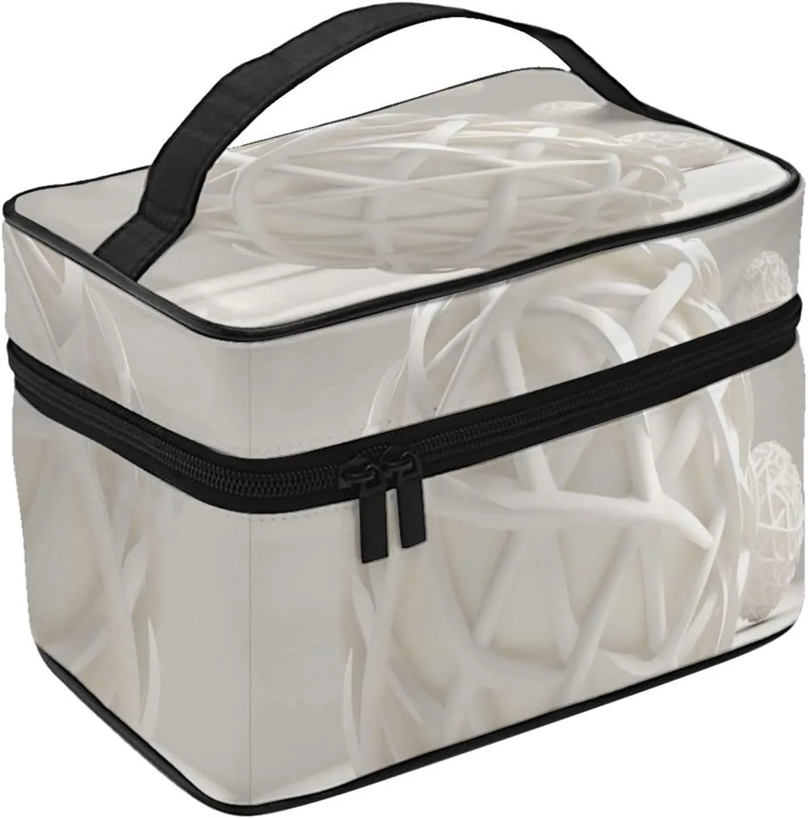 Travel Makeup Bag for Women Portable Cosmetic Bags Large Capacity Toiletry Bag White Sphere Make up Organizer with Handle Travel Essentials Cosmetic Bag Case Organizer