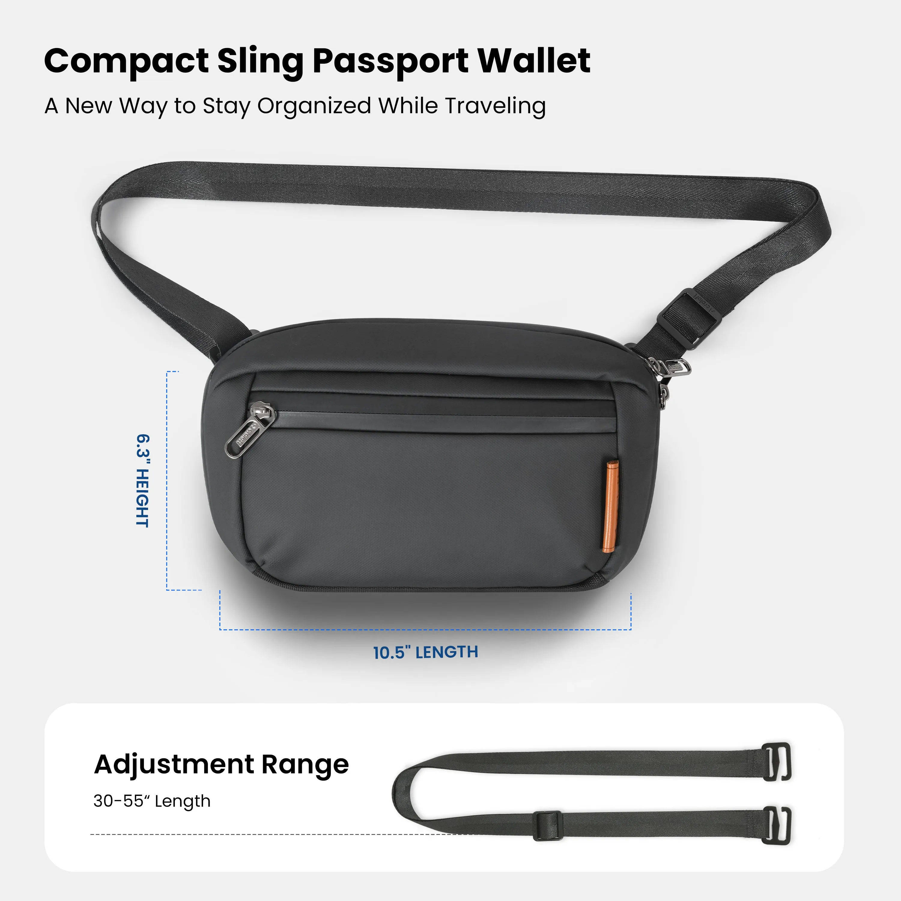 TravelMate Pro Passport Holder Wallet Crossbody Sling Bag for Travel Documents & Cards