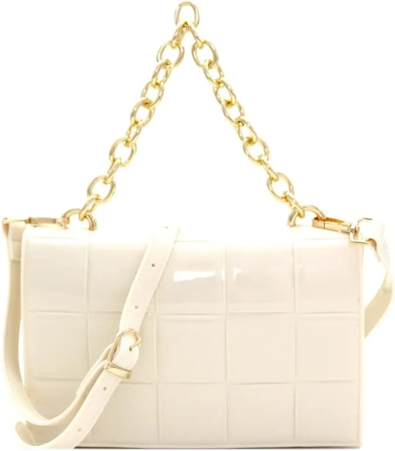Trendeology Chain Accent Woven Effect Jelly 2-Way Shoulder Bag Crossbody