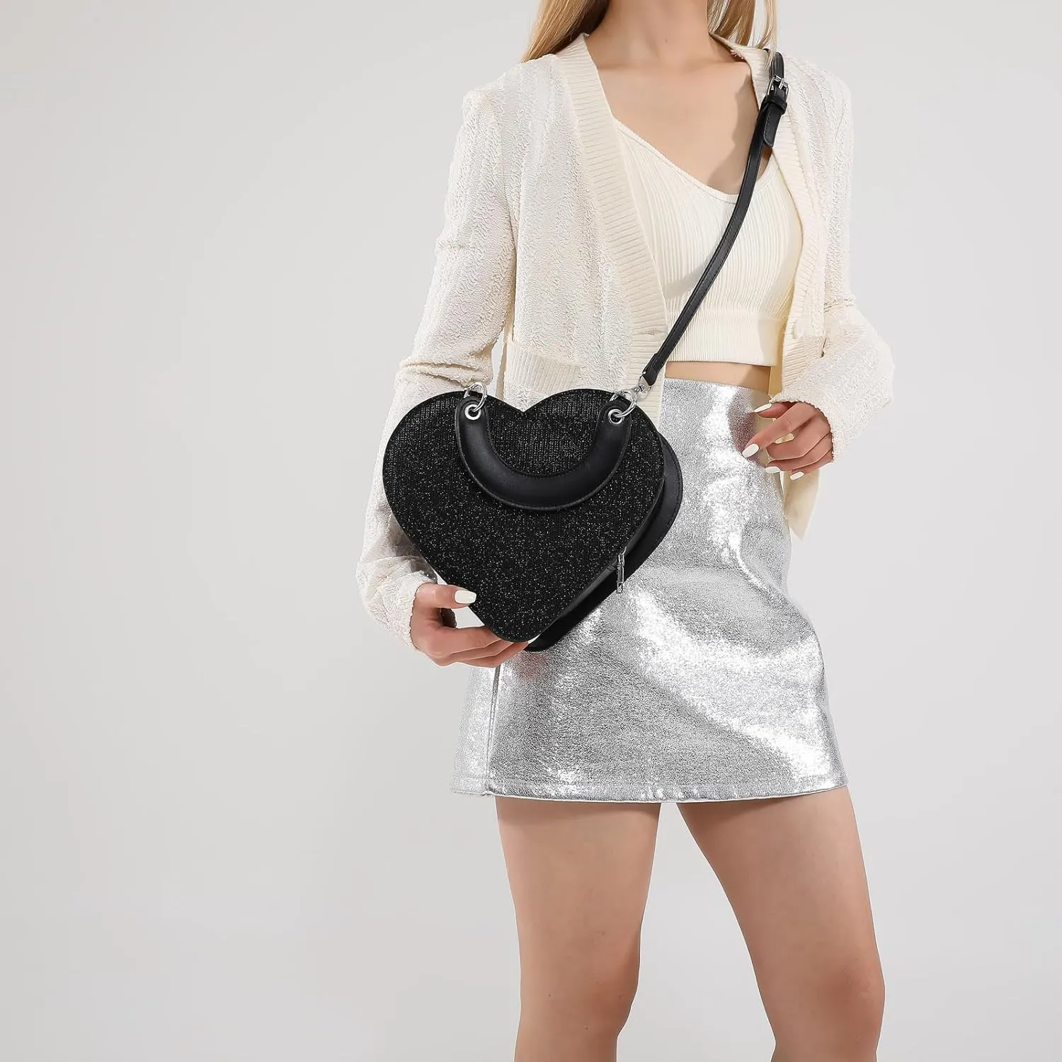 Trendy Heart Crossbody Bags Purses for Women,Cute Vegan Shoulder Bag,Evening Bags Satchel Handbags