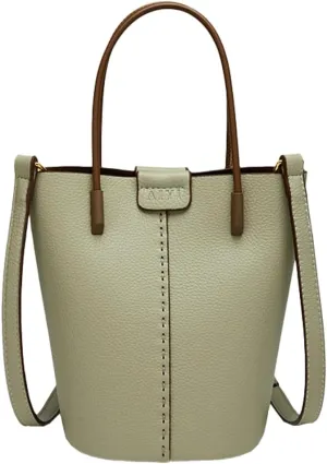 Trendy Vegan Leather Tote Bags for Women Small Bucket Shoulder Crossbody Purse Work Handbag Satchel with Pouch