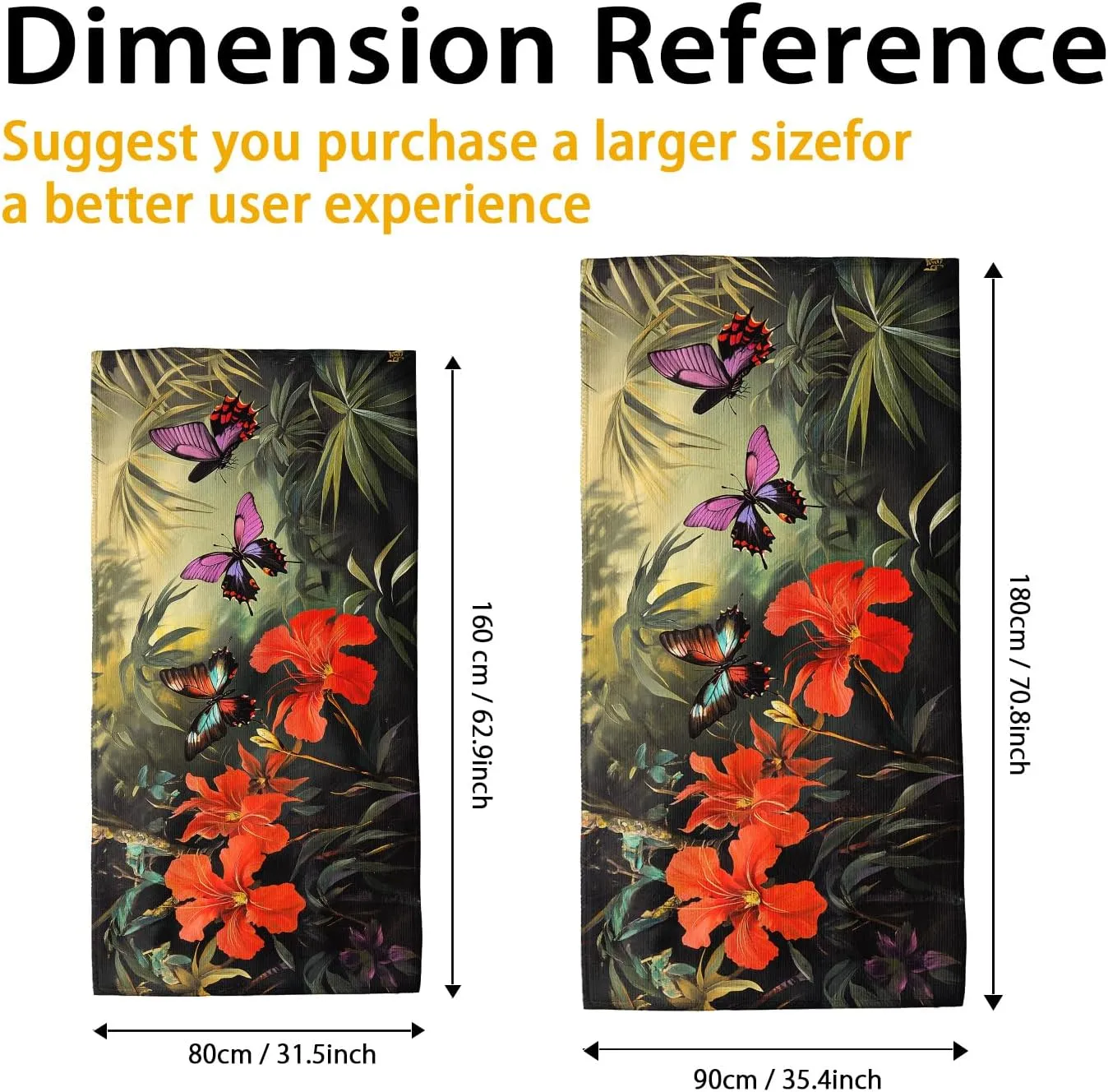 Tropical Floral Microfiber Beach Towel Extra Large Vibrant Hibiscus Flowers, Quick Dry Absorbent Sand Free Oversize Lightweight Beach Blanket, Vacation Picnic Essentials 62x31 Inch