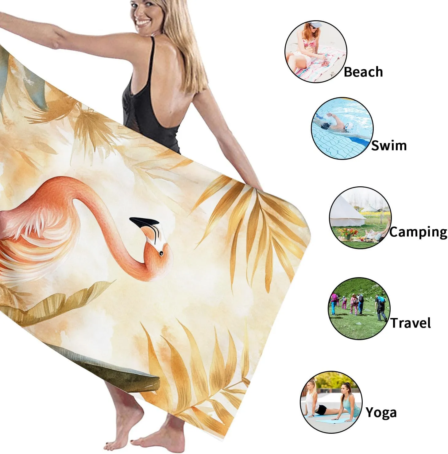 Tropical Tropical Bird Beach Towel Soft Cotton Quick Dry Sand Free Oversized Lightweight Spa Blanket, Summer Pool Party Picnic Essentials, Vacation Outdoor Travel Gym 70x35 Inch