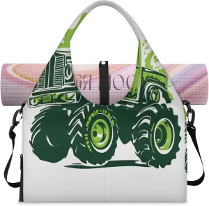 TropicalLife Cartoon Mountain Buggy Gym Bags for Women with Yoga Mat Holder, Yoga Tote Bag Travel Duffle Bag Workout Weekender Carry on Overnight Bags