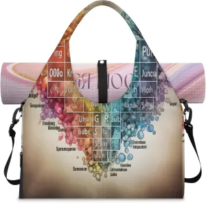 TropicalLife Color Science Themed Gym Bags for Women with Yoga Mat Holder, Yoga Tote Bag Travel Duffle Bag Workout Weekender Carry on Overnight Bags