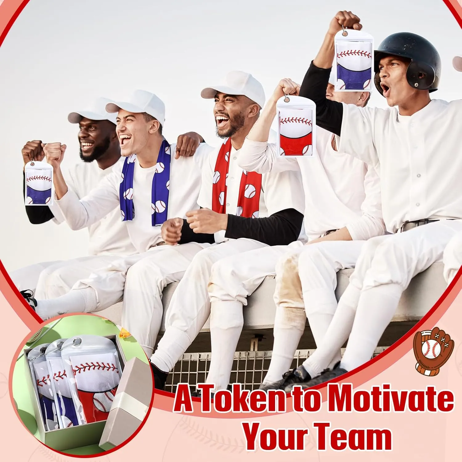 Tudomro 12 Pack Baseball Cooling Towels, 40''x12'' Baseball Breathable Chilly Towel with Bags, Sports Towels Ice Towel Microfiber Baseball Towel for Baseball Team Gift Sport Party Favors(Red and Blue)