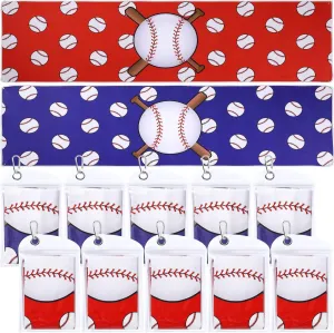 Tudomro 12 Pack Baseball Cooling Towels, 40''x12'' Baseball Breathable Chilly Towel with Bags, Sports Towels Ice Towel Microfiber Baseball Towel for Baseball Team Gift Sport Party Favors(Red and Blue)