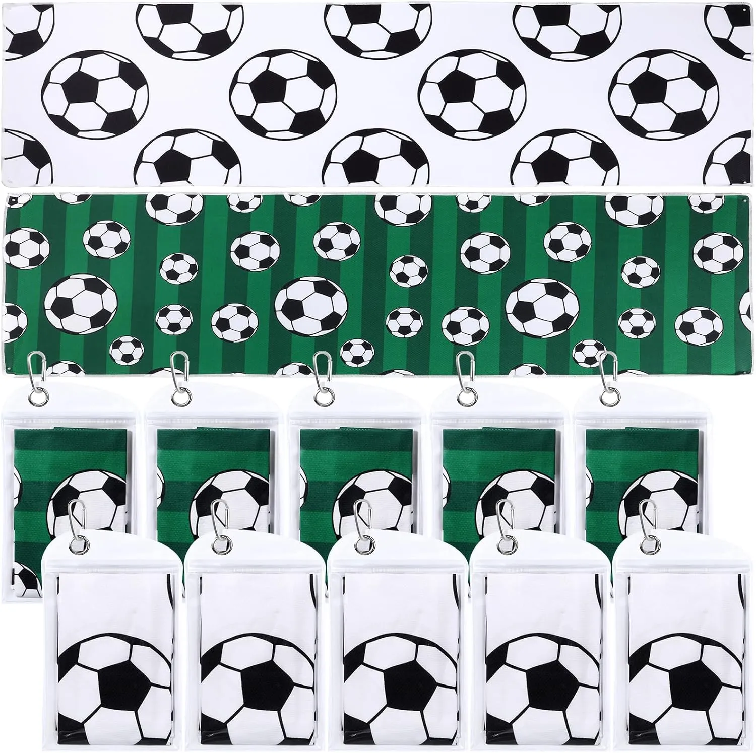 Tudomro 12 Pack Soccer Cooling Towels, 40''x12'' Soccer Breathable Chilly Towel with Bags, Sports Towels Ice Towel Microfiber Soccer Towel for Soccer Team Gift Sport Party Favors(Green)