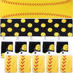 Tudomro 12 Pack Softball Cooling Towels, 40''x12'' Softball Breathable Chilly Towel with Bags, Sports Towels Microfiber Ice Towel for Softball Team Gift Sport Party Favors(Black and Yellow)
