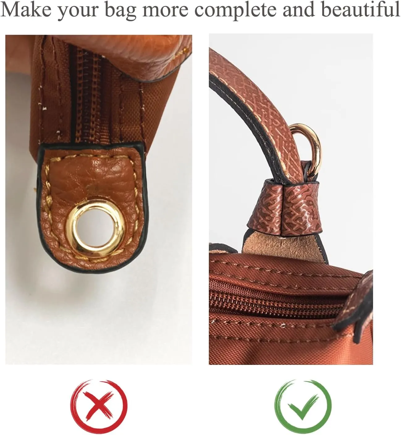 TUKYWAN Bag Straps for Longchamp Mini Bag,Purse Strap Replacement Crossbody Adjustable(Strap Set,Brown Gold)