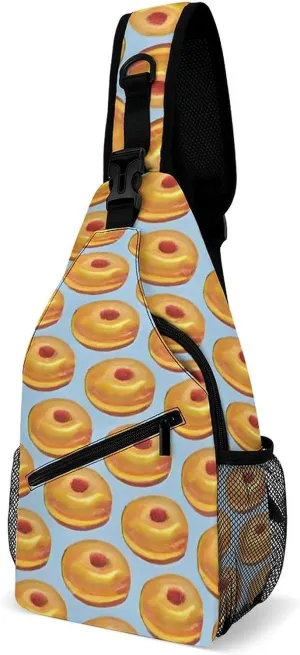 Ultra Lightweight Sling Backpack Shoulder Chest Crossbody Bag Multipurpose Anti-Theft Backpacking for Hiking Cycling Walking Dog Bicycle Travel - Bagel Food Funny Pattern