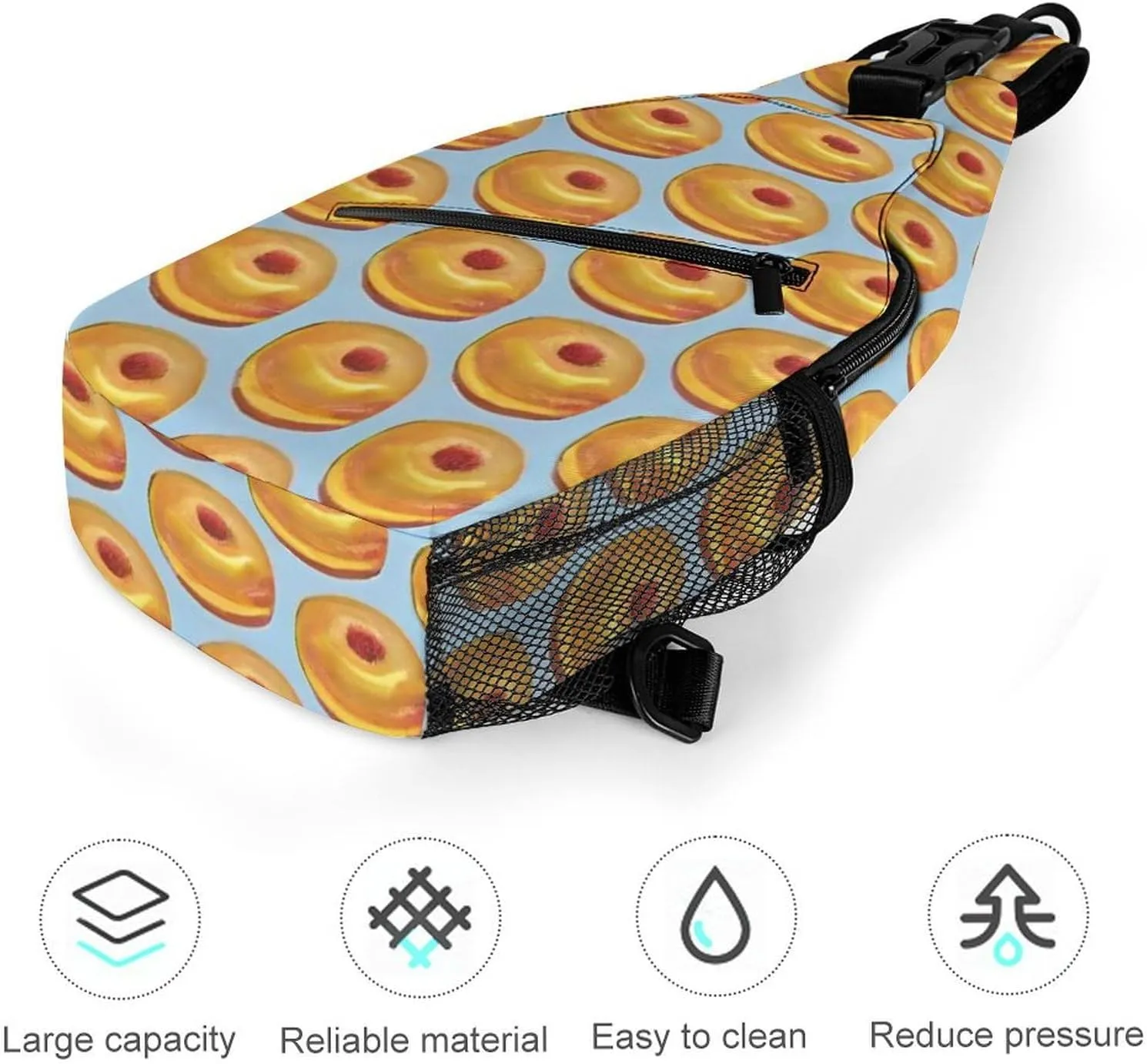 Ultra Lightweight Sling Backpack Shoulder Chest Crossbody Bag Multipurpose Anti-Theft Backpacking for Hiking Cycling Walking Dog Bicycle Travel - Bagel Food Funny Pattern