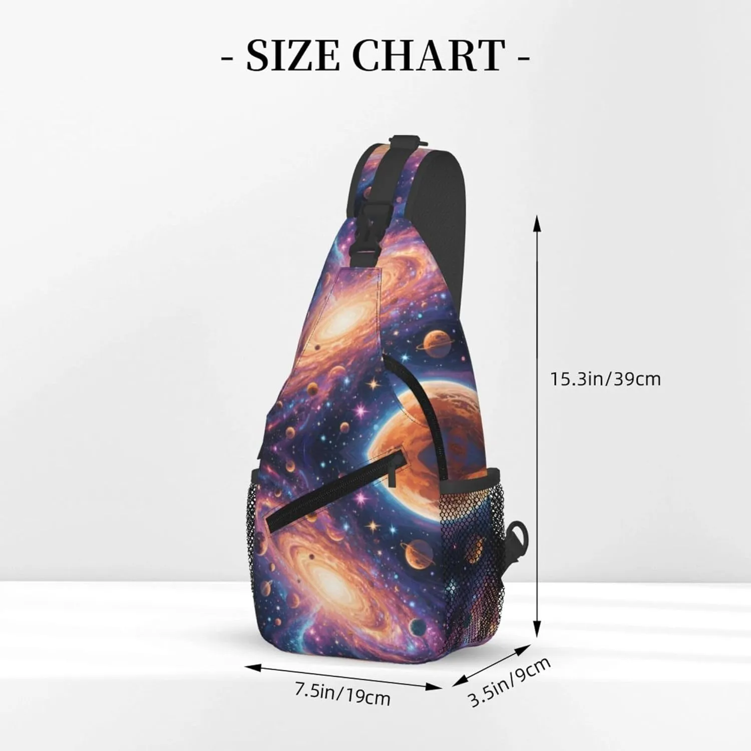 Ultra Lightweight Sling Shoulder Backpack Shoulder Crossbody Bag Chest Pack Multipurpose Anti-Theft Daypack for Outdoors Camping Hiking Trekking, Universe Galaxy Stars Planets Art