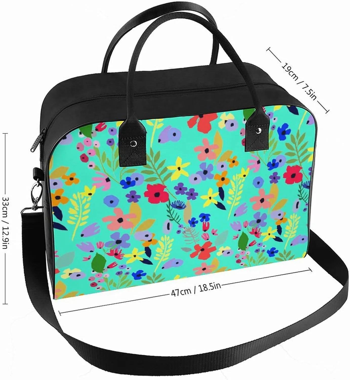 Unisex Casual Nylon Berries Patterns Retro Handbag for Touring 13" X 19" X 8"