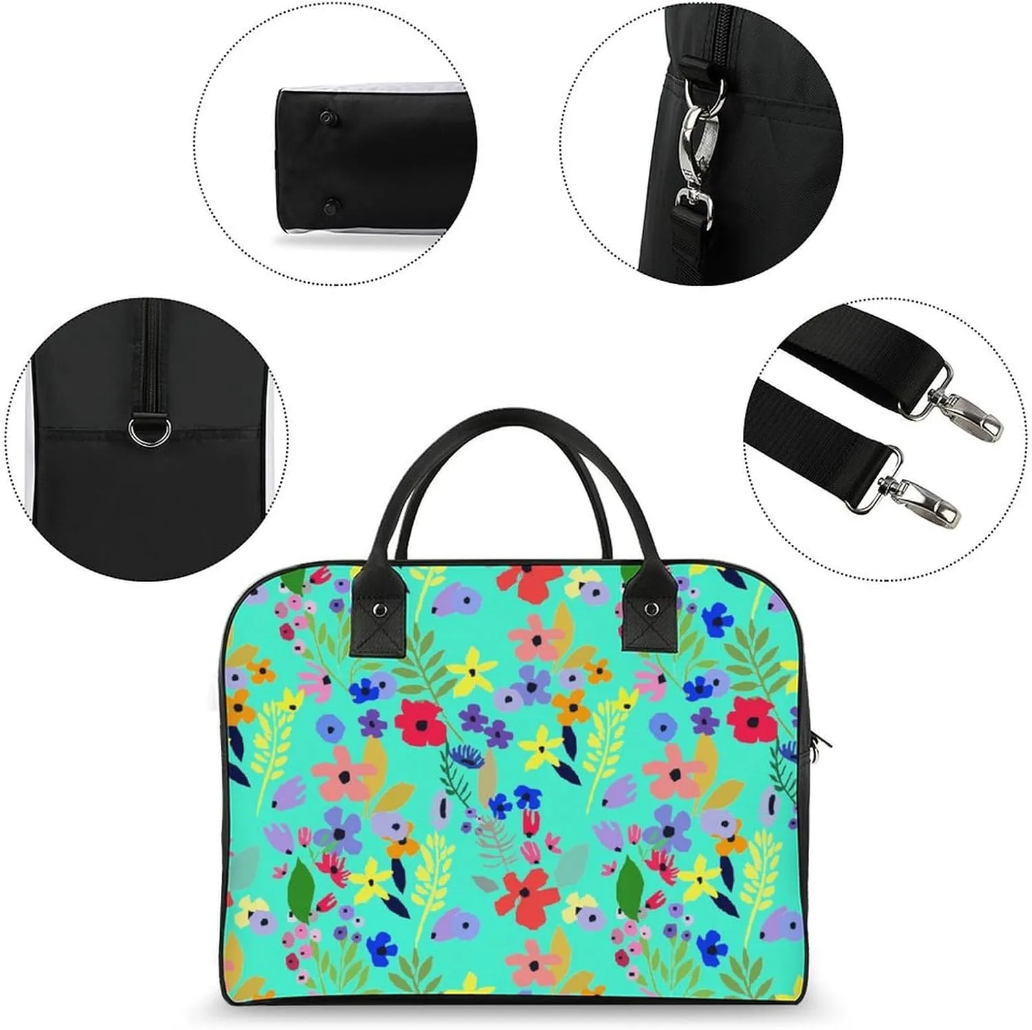 Unisex Casual Nylon Berries Patterns Retro Handbag for Touring 13" X 19" X 8"