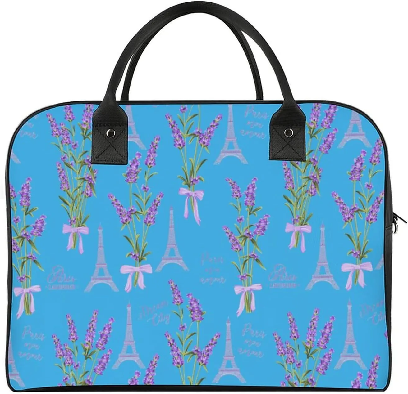 Unisex Crossbody Nylon Purple Paris Fashion Handbag for Journey 13" X 19" X 8"