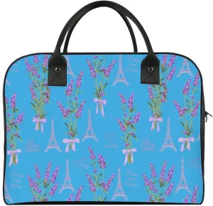 Unisex Crossbody Nylon Purple Paris Fashion Handbag for Journey 13" X 19" X 8"