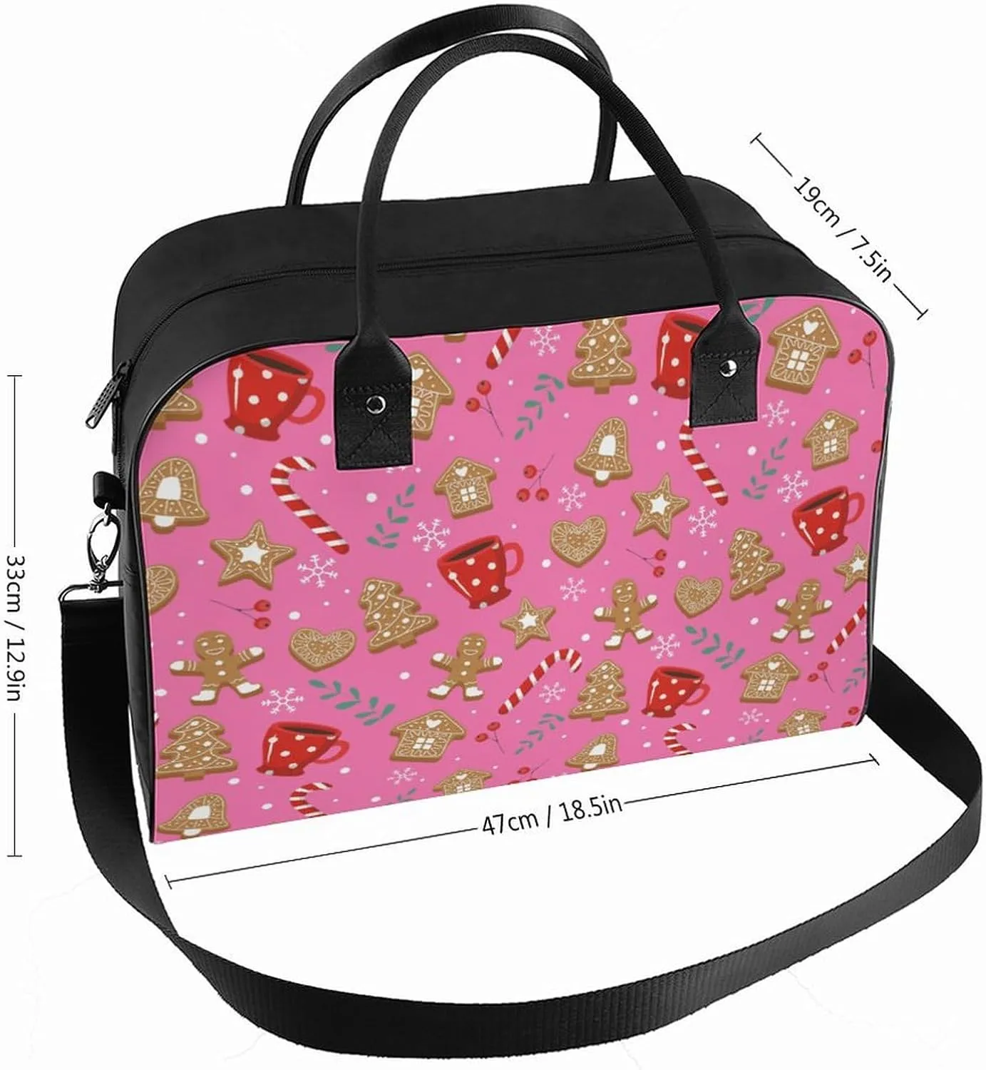Unisex Crossbody Nylon Santa Gifts Novelty Handbag for Travel 13" X 19" X 8"