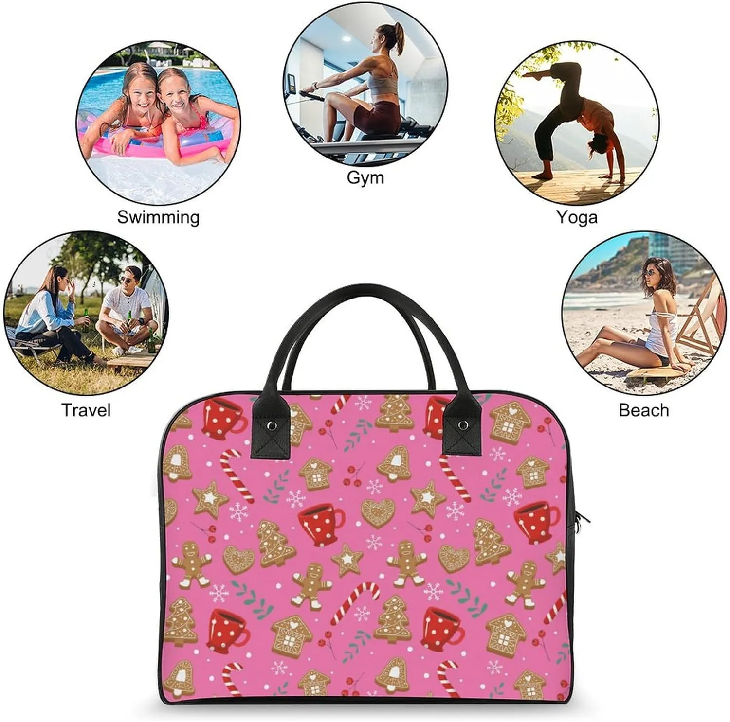 Unisex Crossbody Nylon Santa Gifts Novelty Handbag for Travel 13" X 19" X 8"