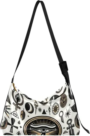 Unisex Shoulder Bag Crossbody Handbag Horus-eye-ankh-pyramid Women Casual Hobo Bag Lightweight PU Leather Tote