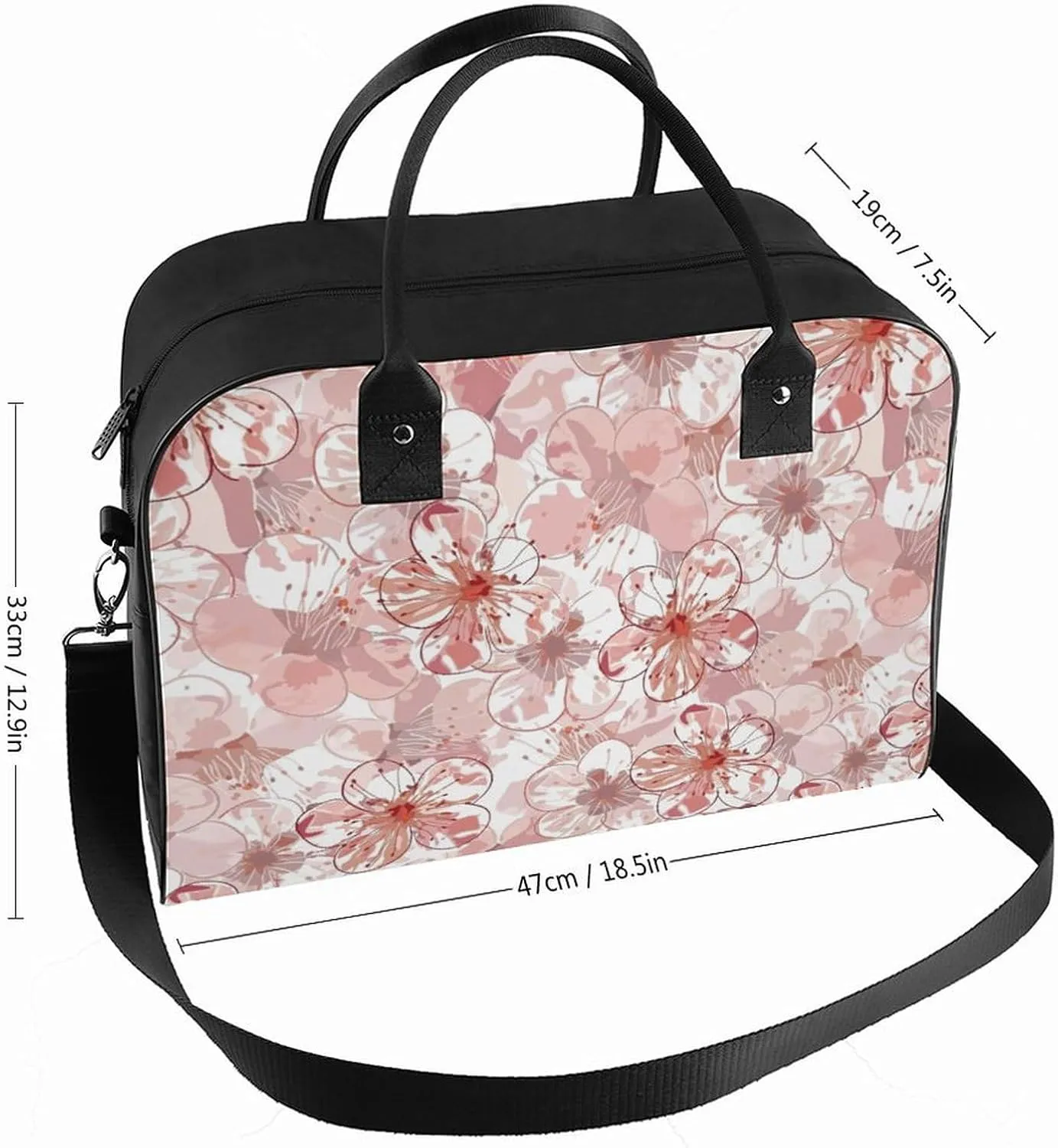 Unisex Shoulder Nylon Floral On Yellow Retro Handbag for Journey 13" X 19" X 8"