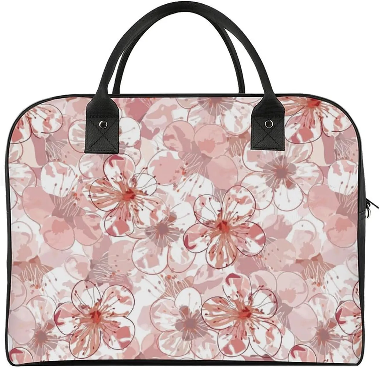 Unisex Shoulder Nylon Floral On Yellow Retro Handbag for Journey 13" X 19" X 8"