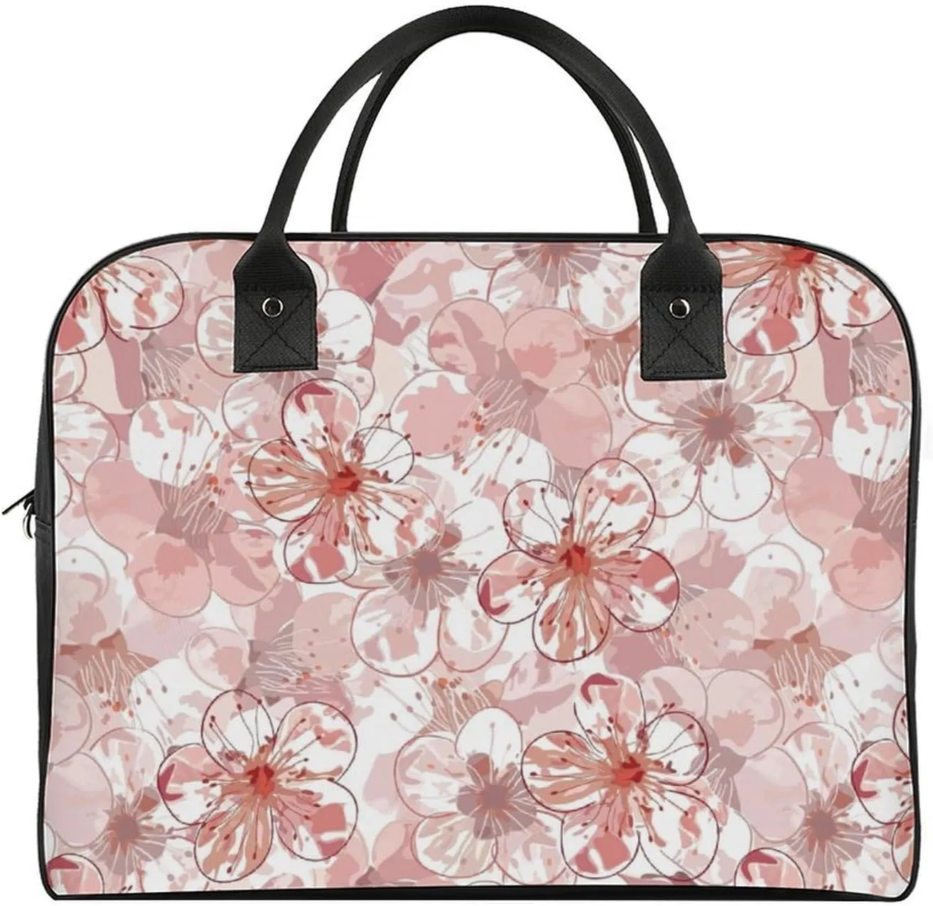 Unisex Shoulder Nylon Floral On Yellow Retro Handbag for Journey 13" X 19" X 8"