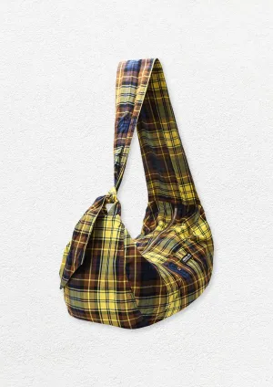 Unisex shoulder/crossbody large dumpling bag - yellow plaid
