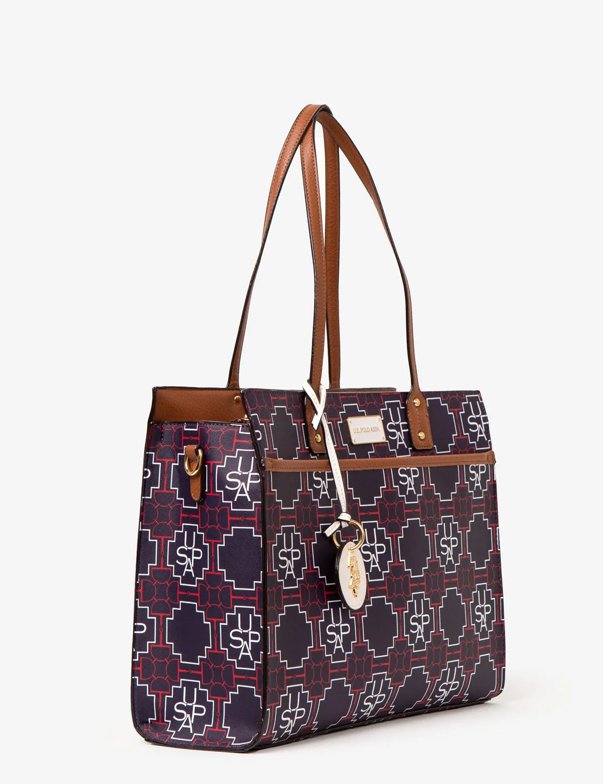 USPA GEOMETRIC PRINT TOTE BAG WITH CROSSBODY STRAP