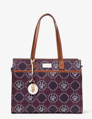 USPA GEOMETRIC PRINT TOTE BAG WITH CROSSBODY STRAP