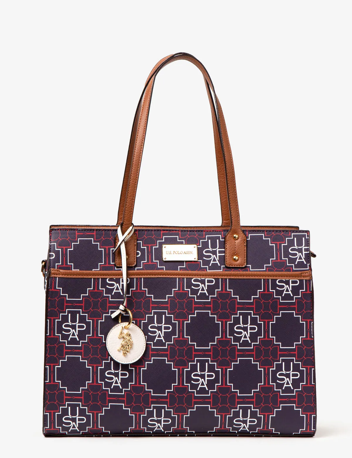 USPA GEOMETRIC PRINT TOTE BAG WITH CROSSBODY STRAP