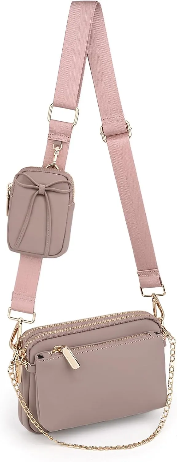 UTO Small Crossbody Bags for Women 3 in 1 Trendy Belt Purse Fashion Designer Mini Cute Sling Fanny Chest Pack