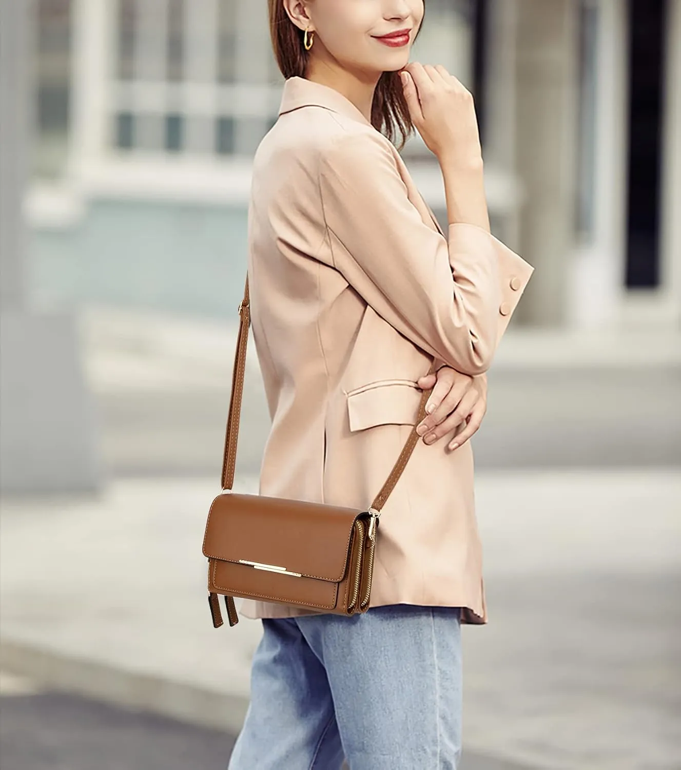 UTO Small Crossbody Shoulder Bag for Women Cellphone Bags Card Holder Wallet with Wristlet Purse and Handbags