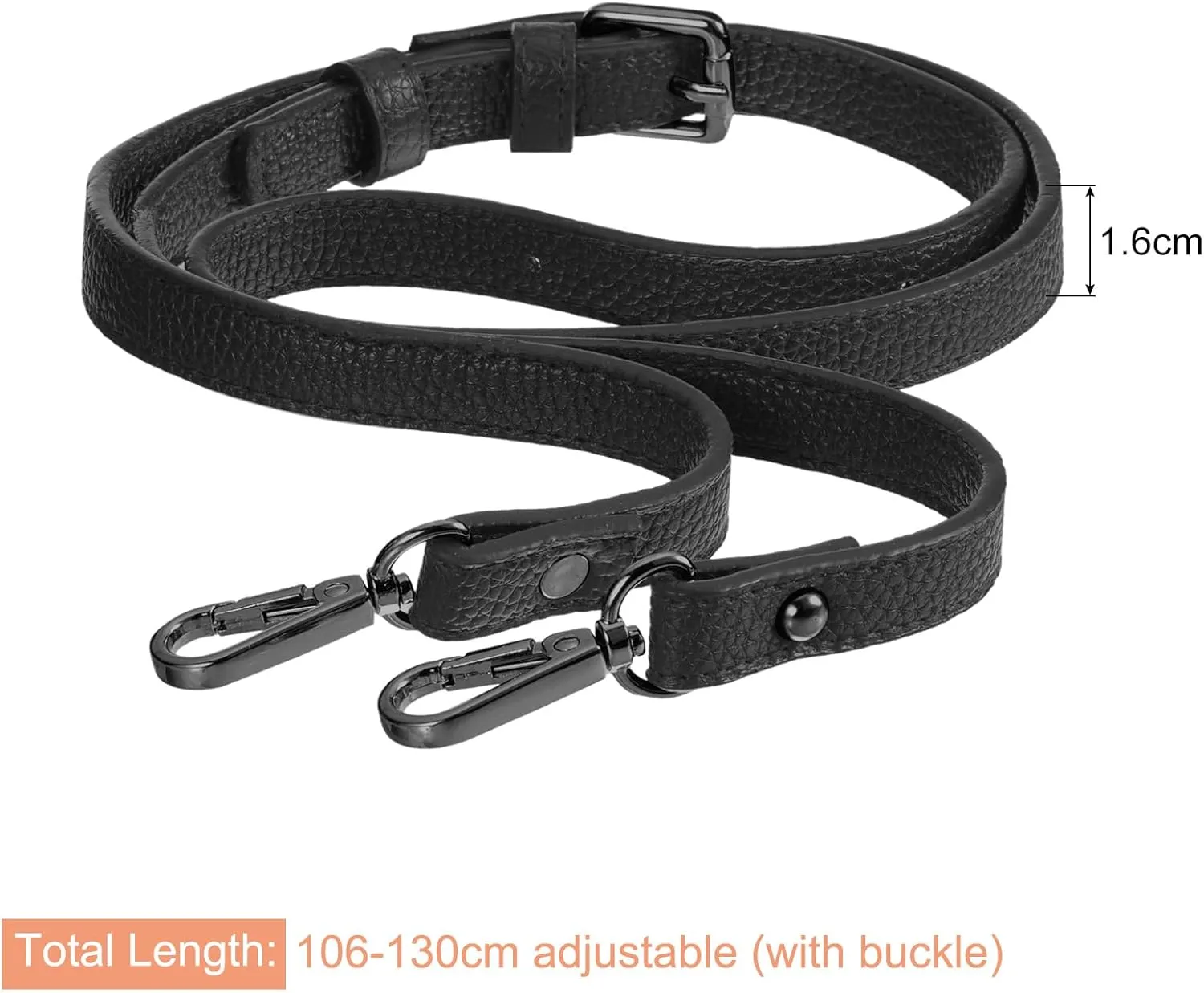 uxcell Purse Strap, Crossbody Strap Leather Adjustable Replacement Shoulder Strap for Women's Crossbody Handbags Bag, 0.6" Wide, 41-51" Long (Black)