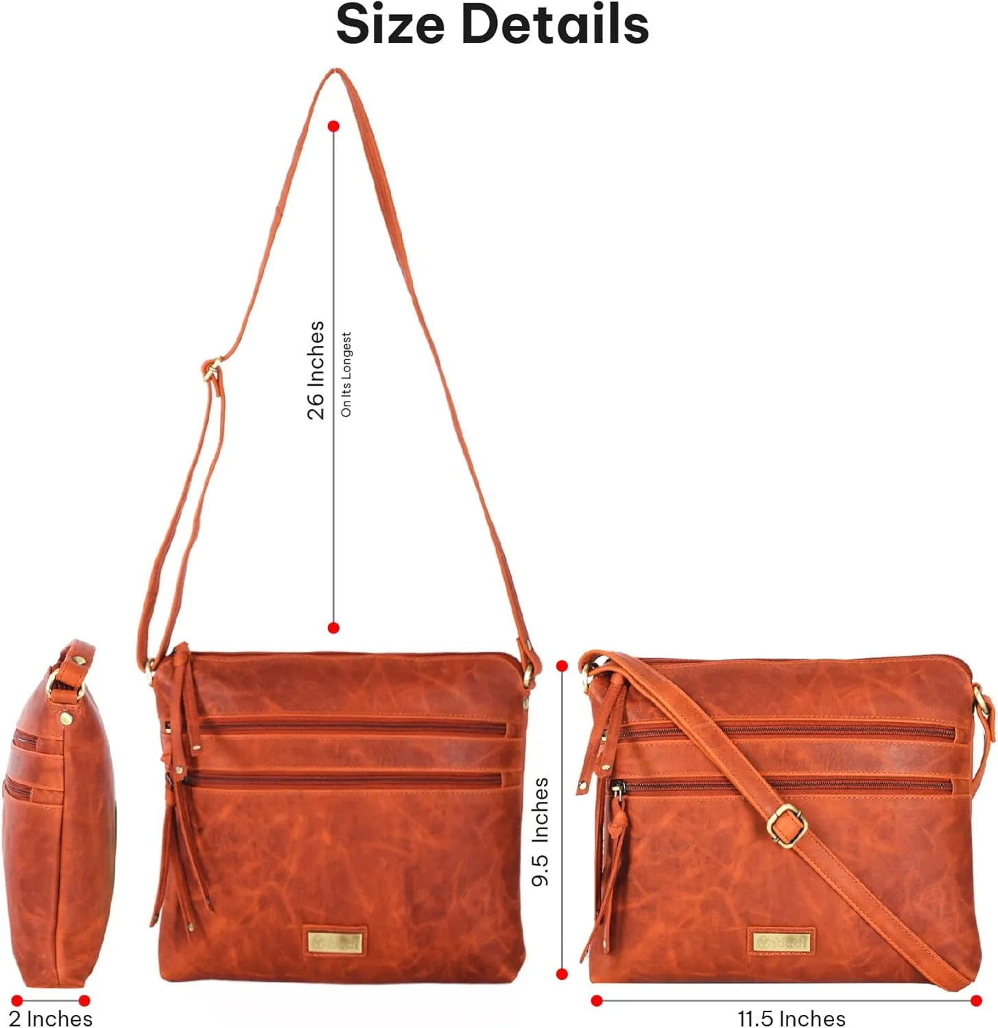 VALENCHI Women's Crossbody Handbags - Premium Leather Bags for Women - Everyday Purse with Adjustable Strap - Ladies Bag