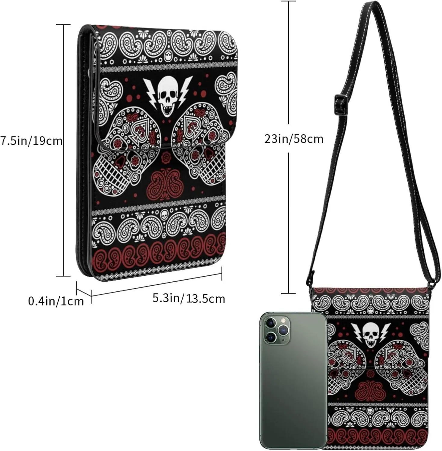 Vampire Teeth Lips Cell Phone Purse Small Crossbody Bags For Women Men Wallet Purses With Adjustable Strap