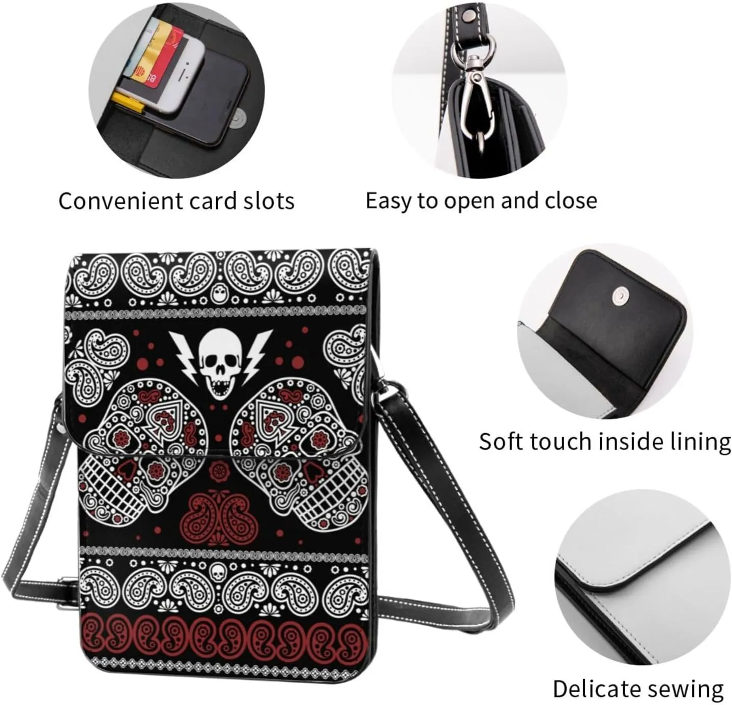 Vampire Teeth Lips Cell Phone Purse Small Crossbody Bags For Women Men Wallet Purses With Adjustable Strap