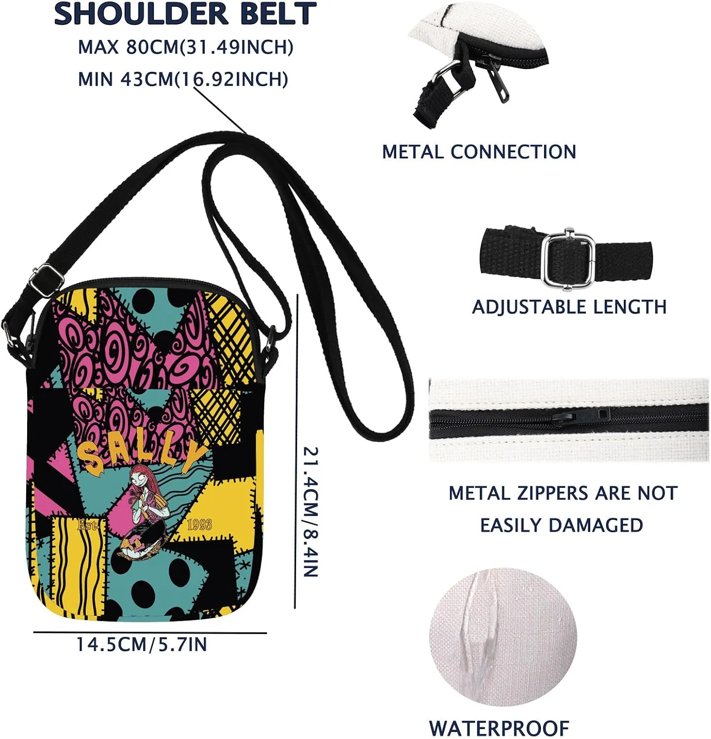 VAMSII The Nightmare Before Inspired Crossbody Bag Nightmare Horror Movie Fans Merch