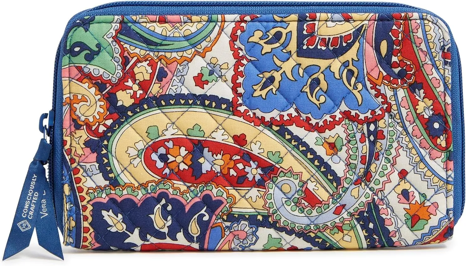 Vera Bradley Cotton Deluxe Travel Wallet with RFID Protection, Harbor Paisley