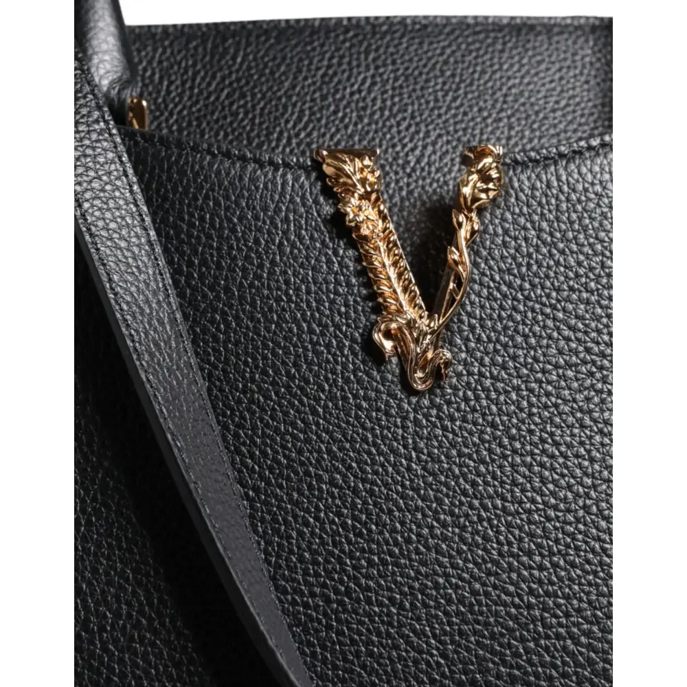 Versace Black Small Leather TopHandle Shoulder Crossbody Bag