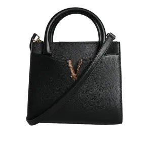 Versace Black Small Leather TopHandle Shoulder Crossbody Bag