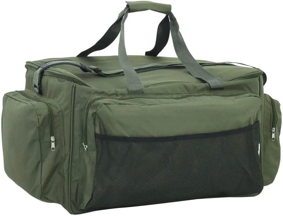 vidaXL Fishing Bag, Tackle Bag with Carry Handle, Fly Fishing Bag, Gear Bag for Hiking Travel Trekking Biking, Waterproof Dark Green Oxford Fabric