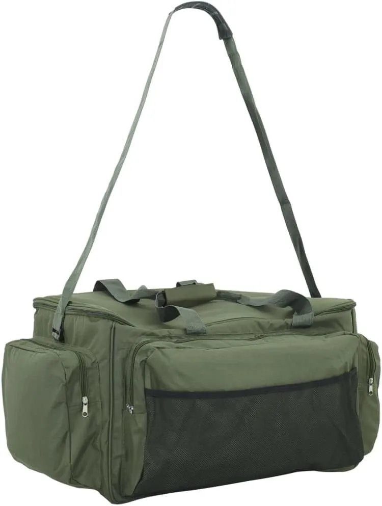 vidaXL Fishing Bag, Tackle Bag with Carry Handle, Fly Fishing Bag, Gear Bag for Hiking Travel Trekking Biking, Waterproof Dark Green Oxford Fabric