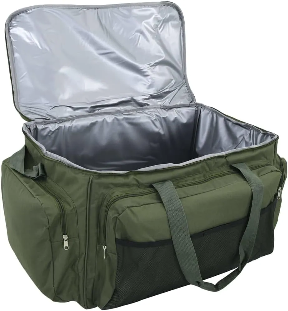 vidaXL Fishing Bag, Tackle Bag with Carry Handle, Fly Fishing Bag, Gear Bag for Hiking Travel Trekking Biking, Waterproof Dark Green Oxford Fabric