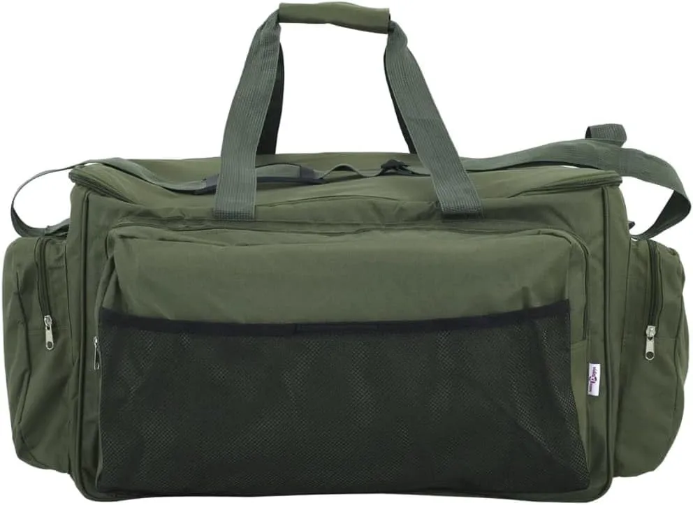 vidaXL Fishing Bag, Tackle Bag with Carry Handle, Fly Fishing Bag, Gear Bag for Hiking Travel Trekking Biking, Waterproof Dark Green Oxford Fabric