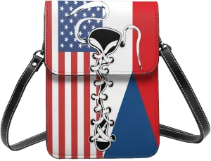 Vintage America Gabonese Gabon Flag Funny Shoelace Small Crossbody Purse Cell Phone Bag for Women